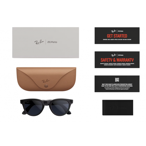 Умные очки Ray-Ban Meta* Headliner Gen 2 Shiny Black, Солнцезащитные линзы G-15 Green (RW4013), размер L